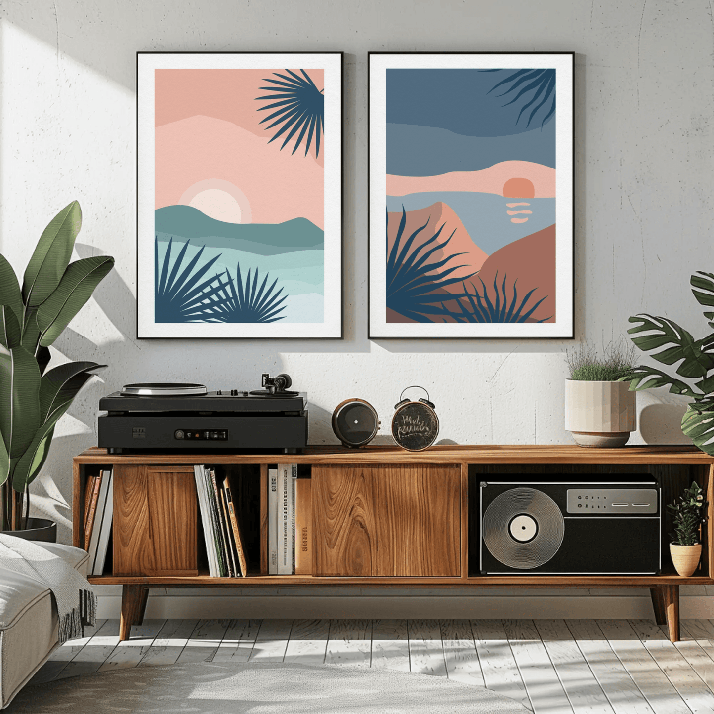 Sun Rise and Sunset Horizon Wall Art- Set of 2