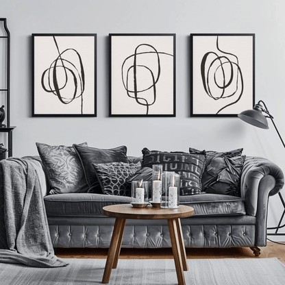 Handgezogenes Linienkunst - Hand Drawn Line Art Abstract Wall Art