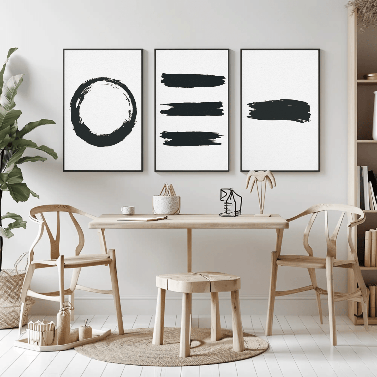 Purete- Abstract Aesthetic Black White Minimal Contemporary Organic Brush Stroke Wall Art