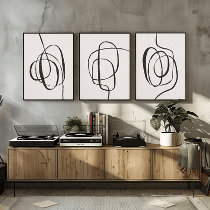 Handgezogenes Linienkunst - Hand Drawn Line Art Abstract Wall Art