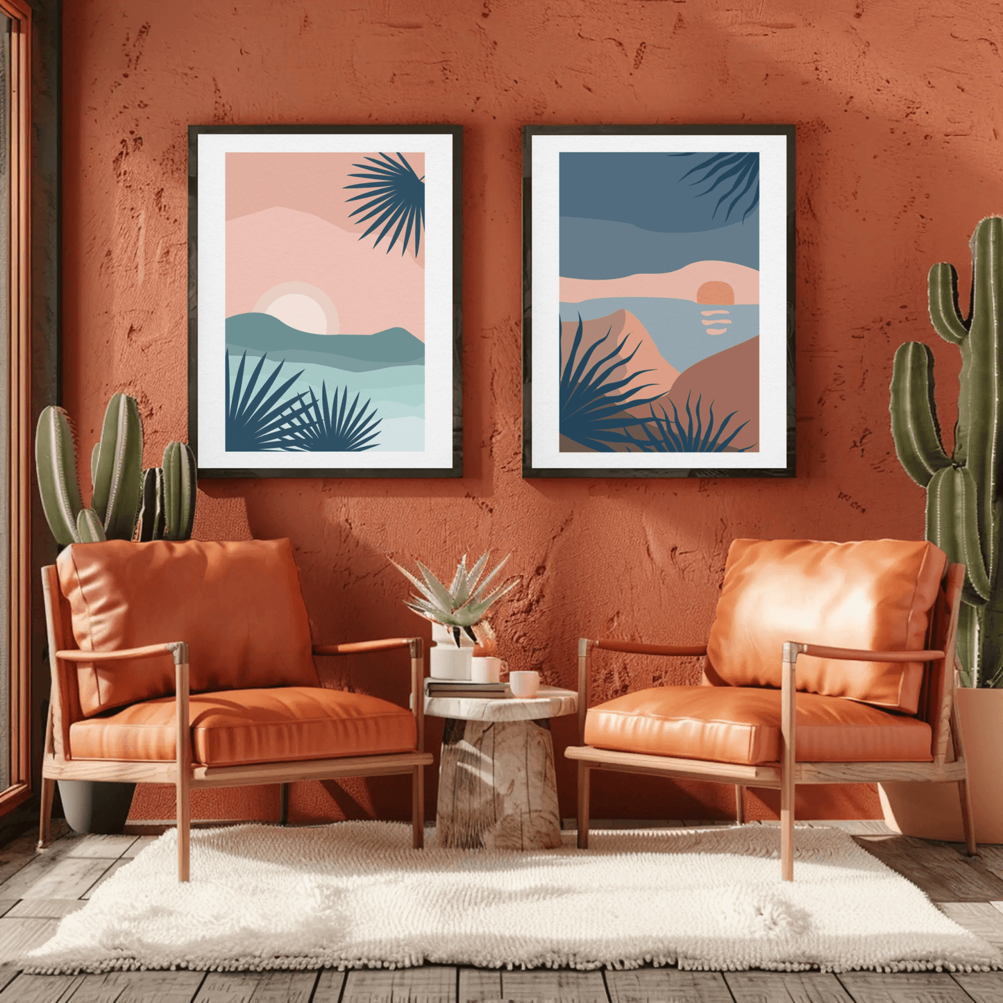 Sun Rise and Sunset Horizon Wall Art- Set of 2