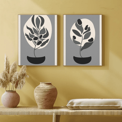 Leafy Delicacy Minimalistic Wall Art- Set of 2