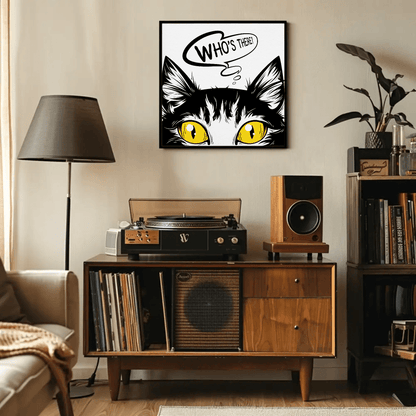 'Who's there' Sneaky Cat Wall Art