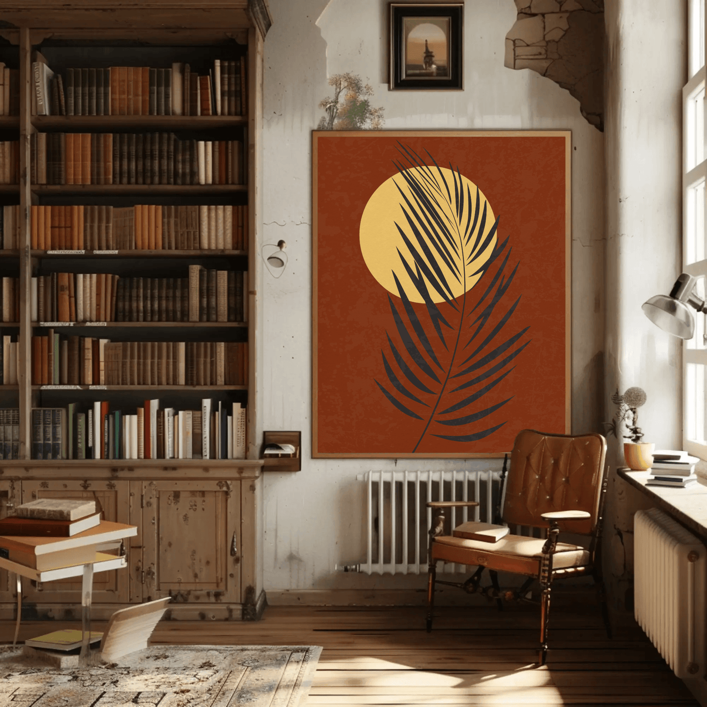 Simplistic Sun and Leaf Wall Art