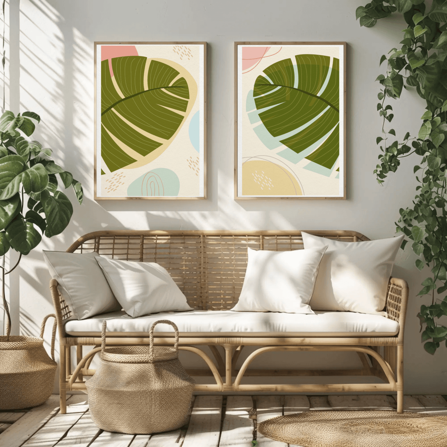 Minimalist Botanical Bliss Wall Art- Set of 2