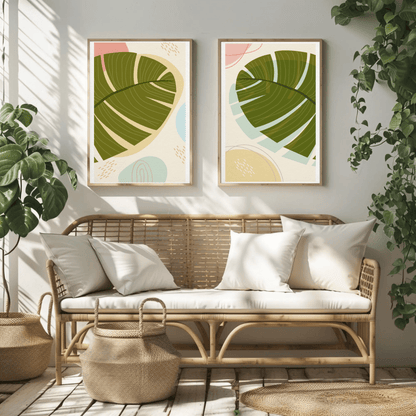 Minimalist Botanical Bliss Wall Art- Set of 2