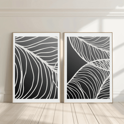 Botanical Serenity Line Art Wall Decor- Set of 2