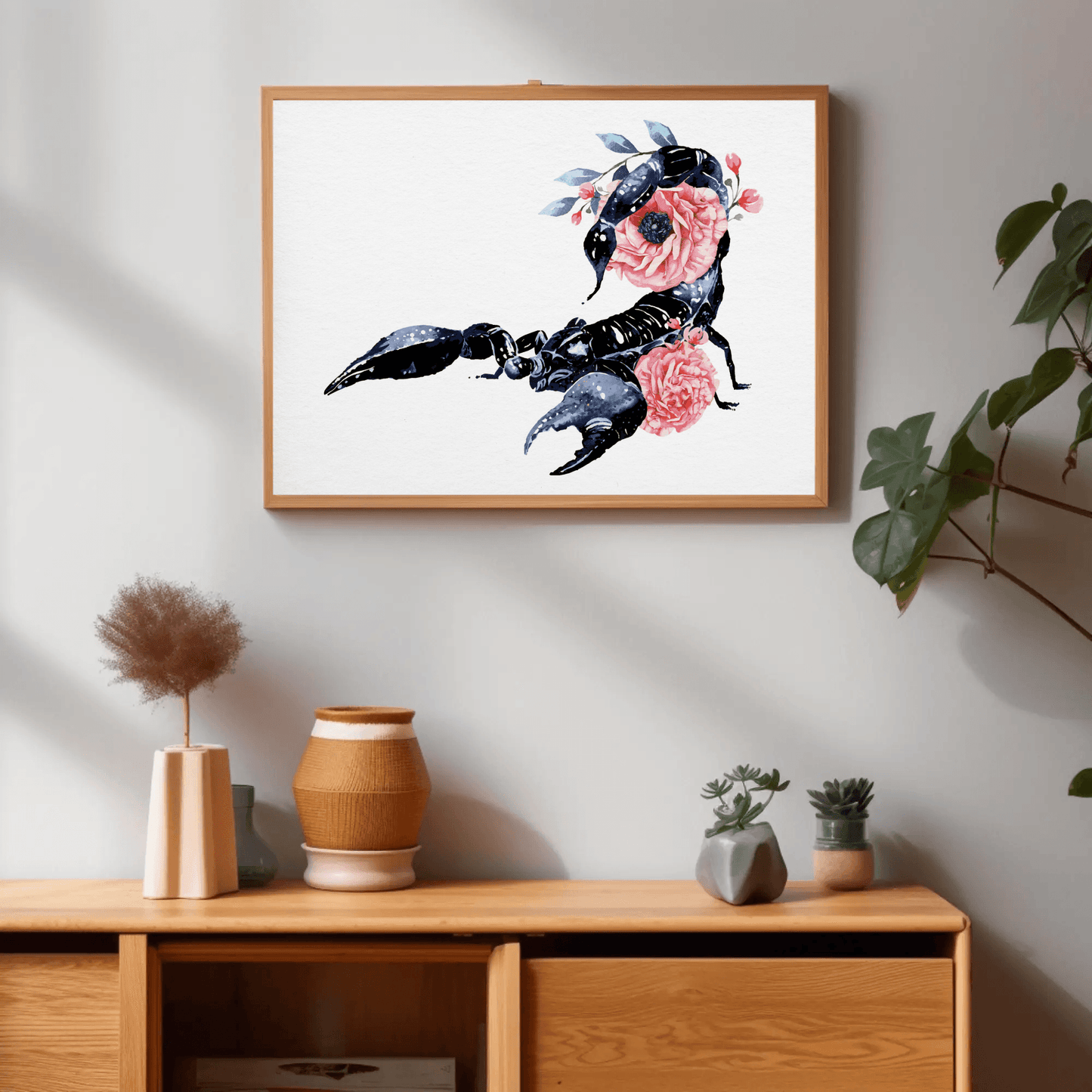 Elegant Floral Scorpion Wall Art