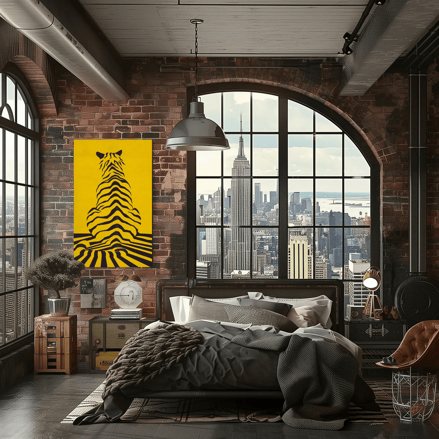 Yellow Tiger Line Wall Art