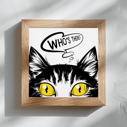 'Who's there' Sneaky Cat Wall Art