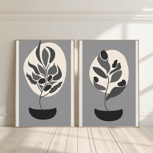 Leafy Delicacy Minimalistic Wall Art- Set of 2