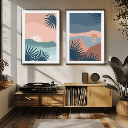 Sun Rise and Sunset Horizon Wall Art- Set of 2