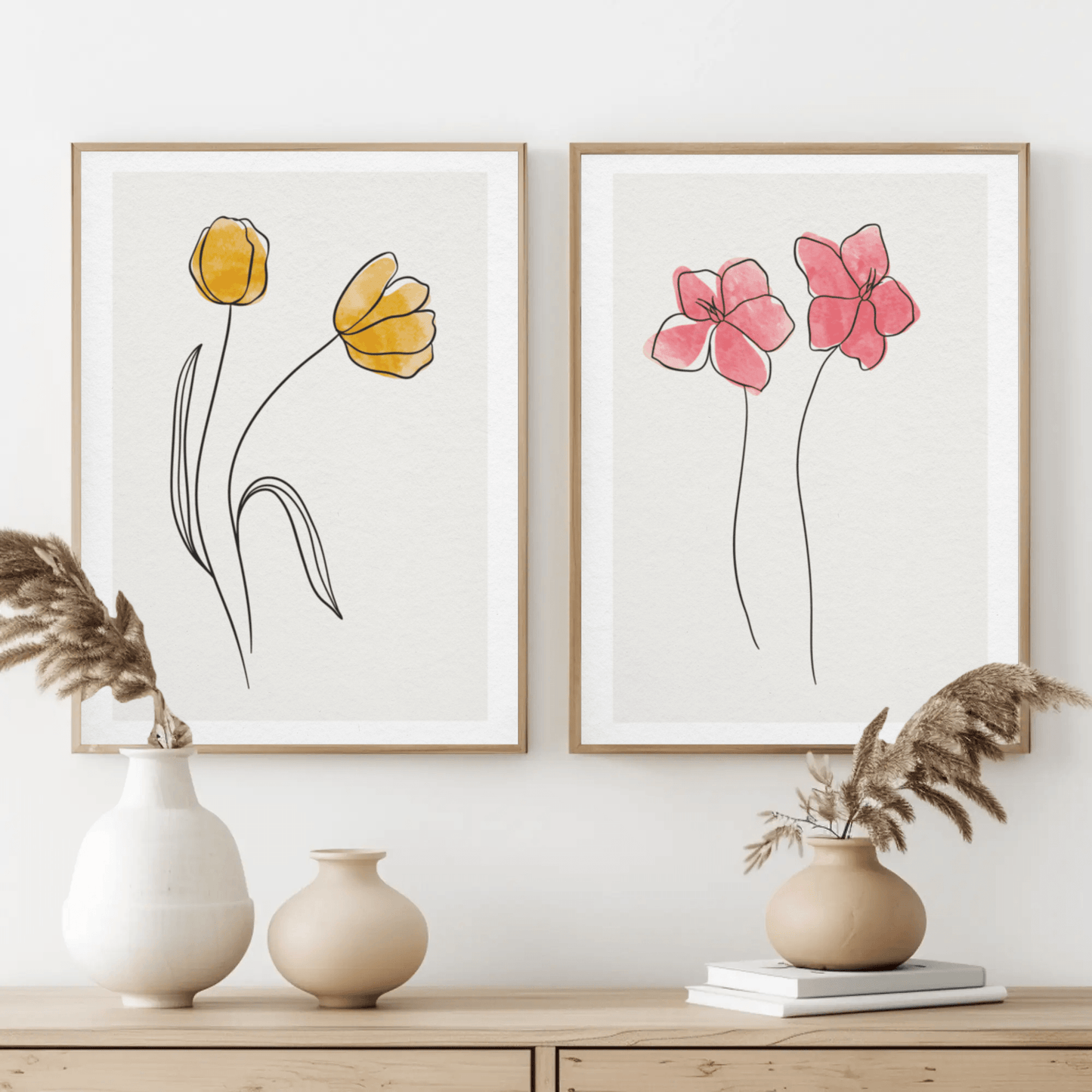 Graceful Flora Minimalistic Line Art- Set of 2