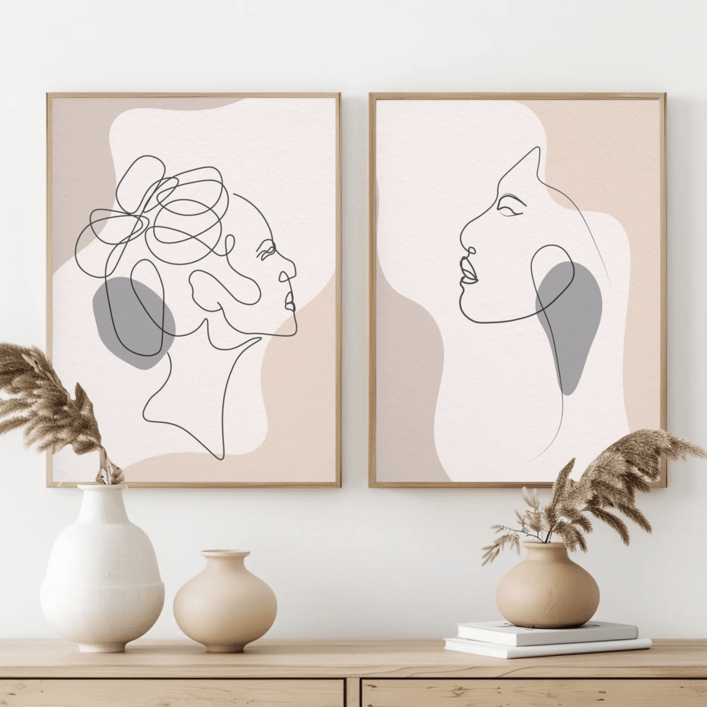 Artistic Bohemian Portrait Wall Art- Set of 2