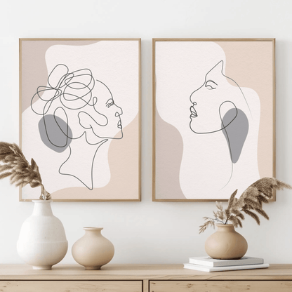 Artistic Bohemian Portrait Wall Art- Set of 2