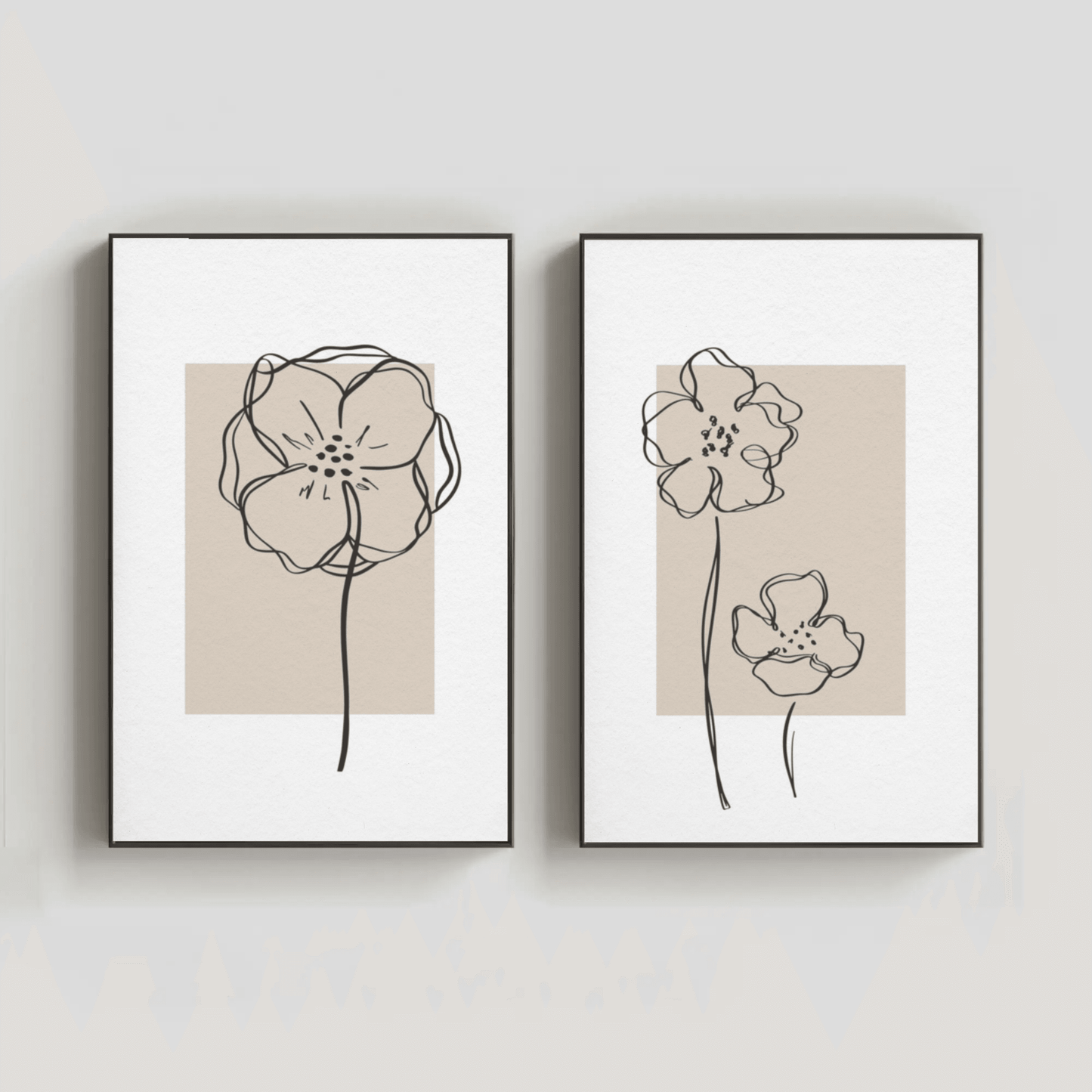 Serene Leaf Sketch Monochrome Wall Art- Set of 2