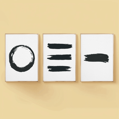 Purete- Abstract Aesthetic Black White Minimal Contemporary Organic Brush Stroke Wall Art