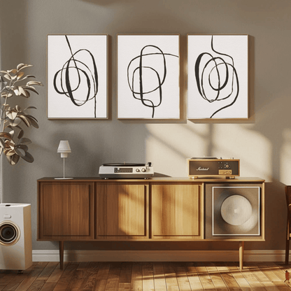 Handgezogenes Linienkunst - Hand Drawn Line Art Abstract Wall Art