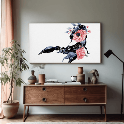 Elegant Floral Scorpion Wall Art