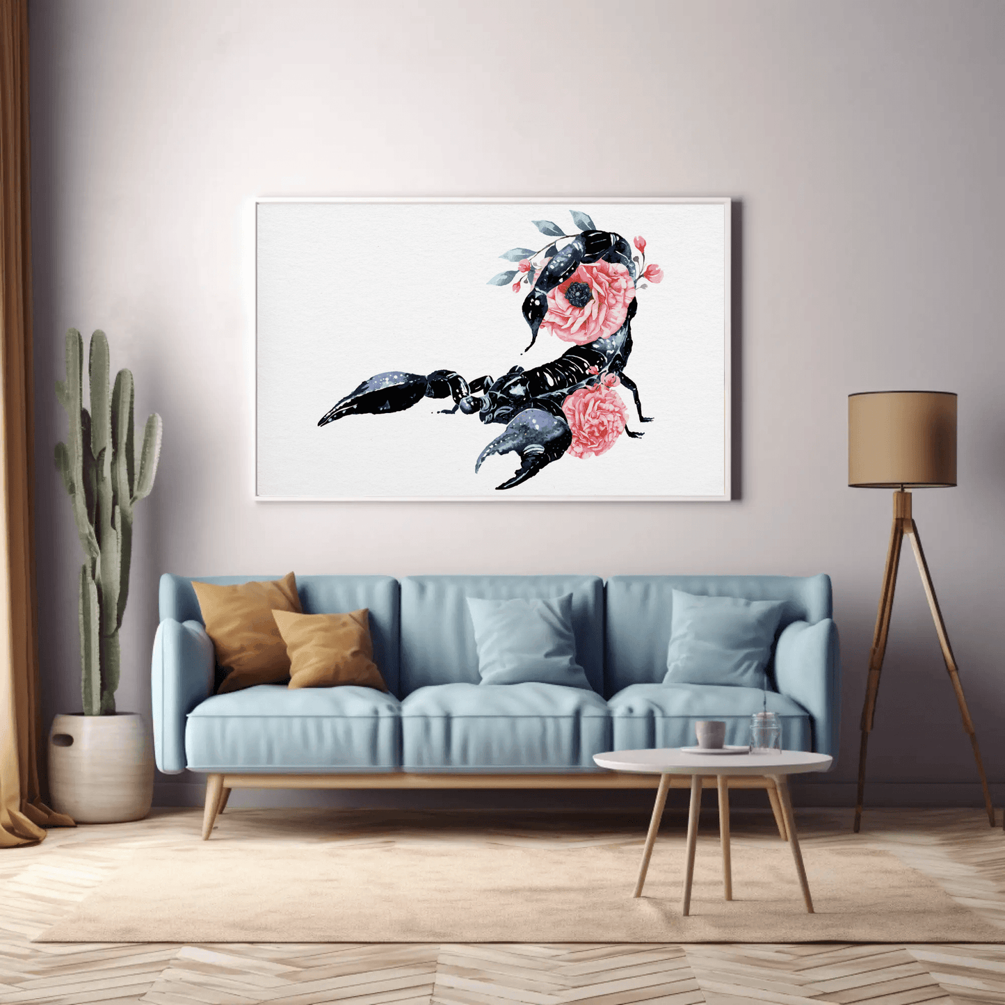 Elegant Floral Scorpion Wall Art