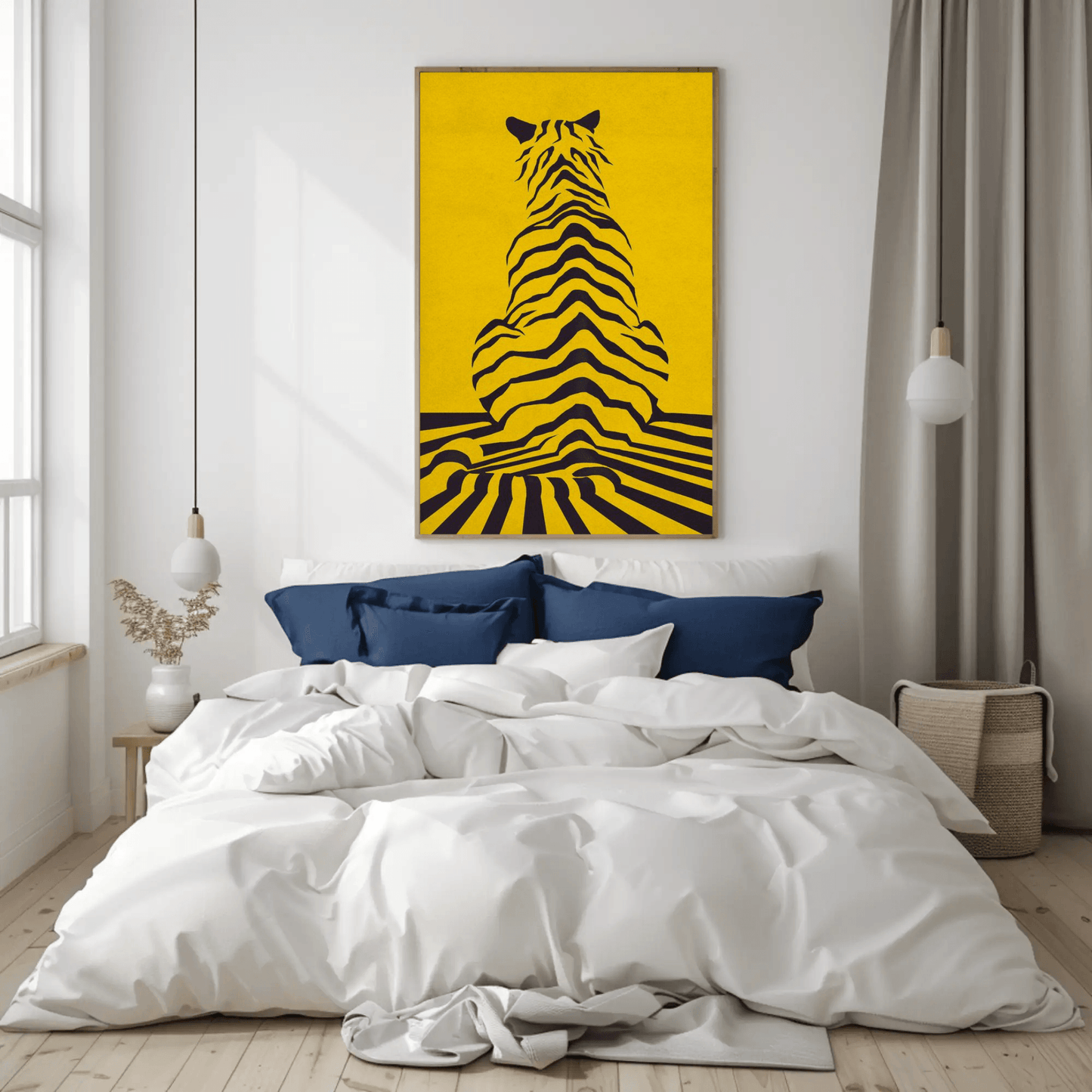 Yellow Tiger Line Wall Art