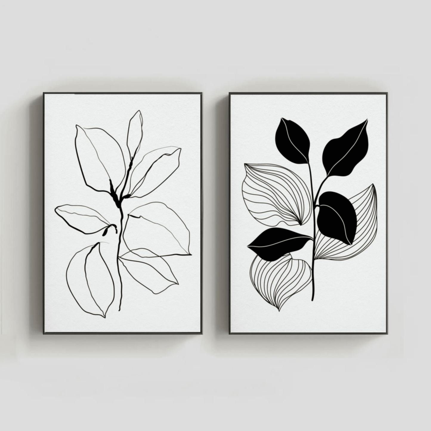 Elegant Blooms Minimalistic Line Art Wall Art- Set of 2