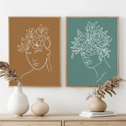 Infinite Connection Faces Wall Art- Set of 2