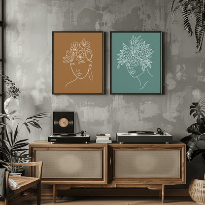 Infinite Connection Faces Wall Art- Set of 2