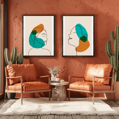 Serenity of Man and Woman Wall Art- Set of 2