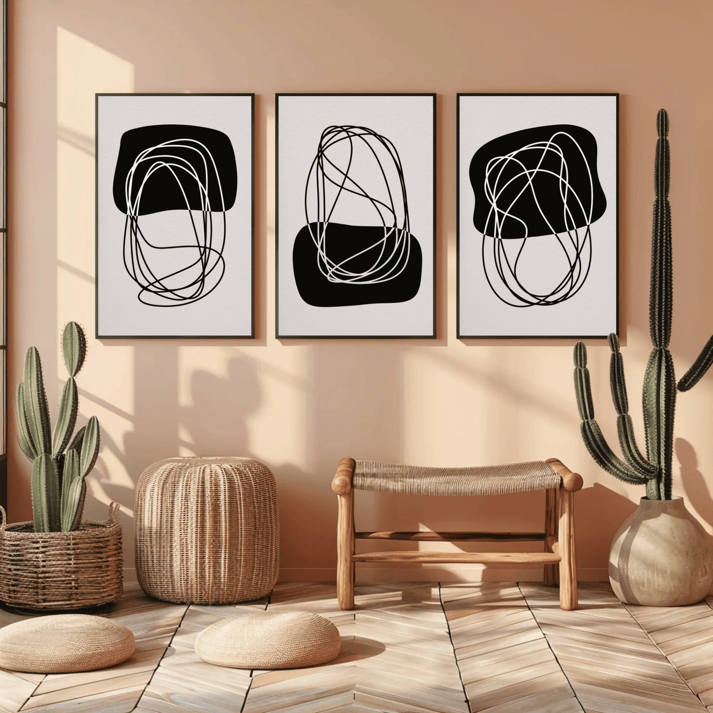 Arte de Lineas - Minimalist Monotone Lines Abstract Wall Art