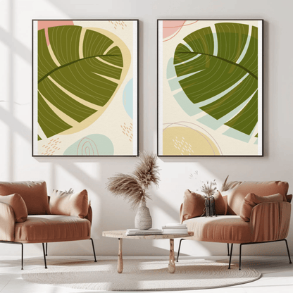 Minimalist Botanical Bliss Wall Art- Set of 2