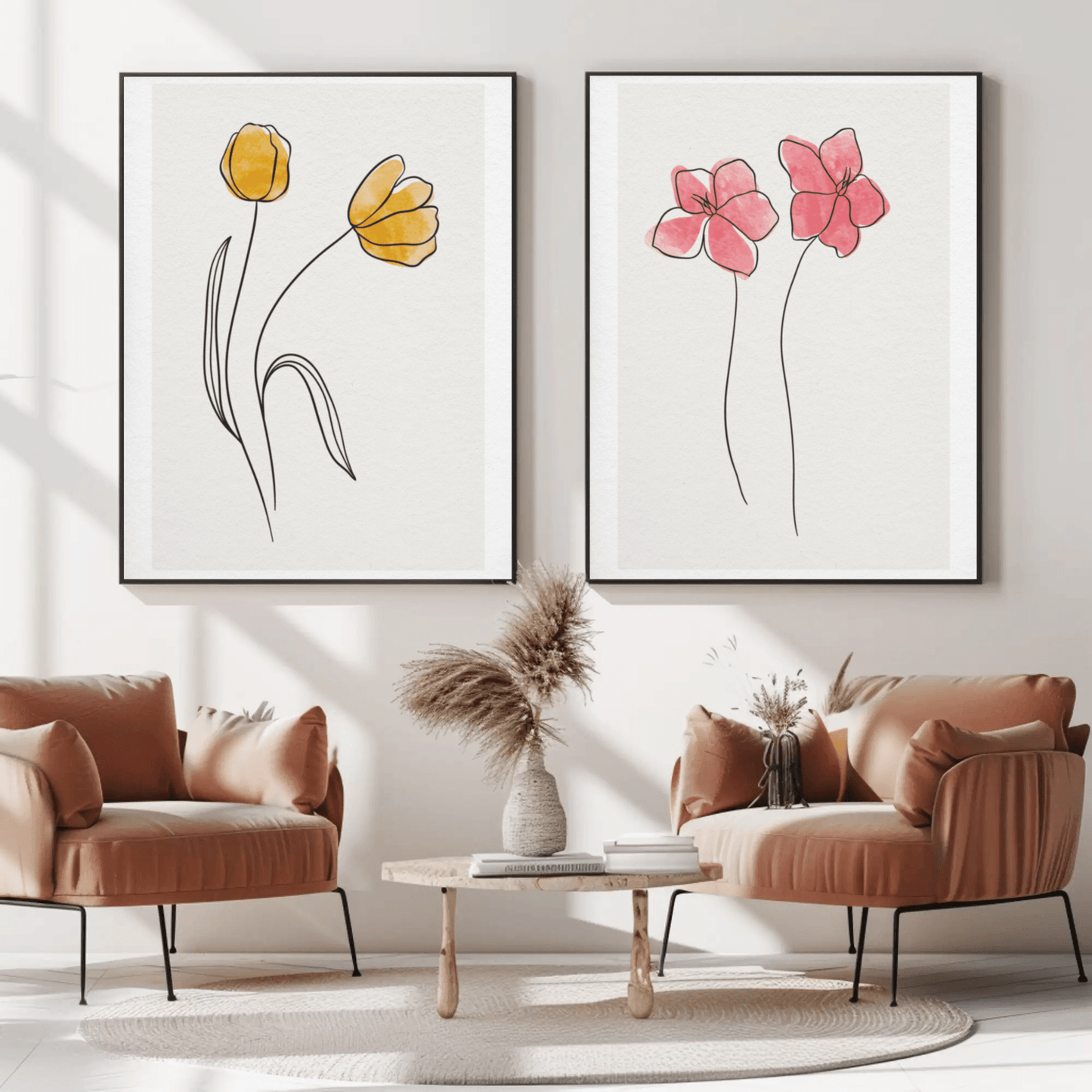 Graceful Flora Minimalistic Line Art- Set of 2