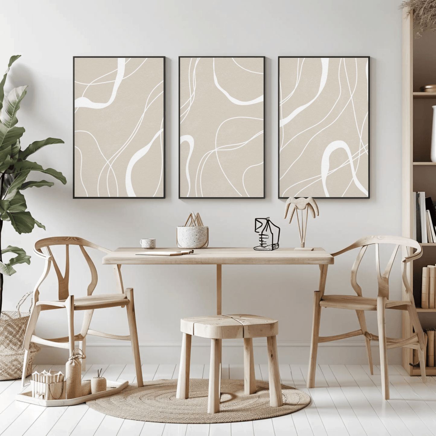 Arenoso Paisaje - Monotone Sepia Lines Abstract Wall Art