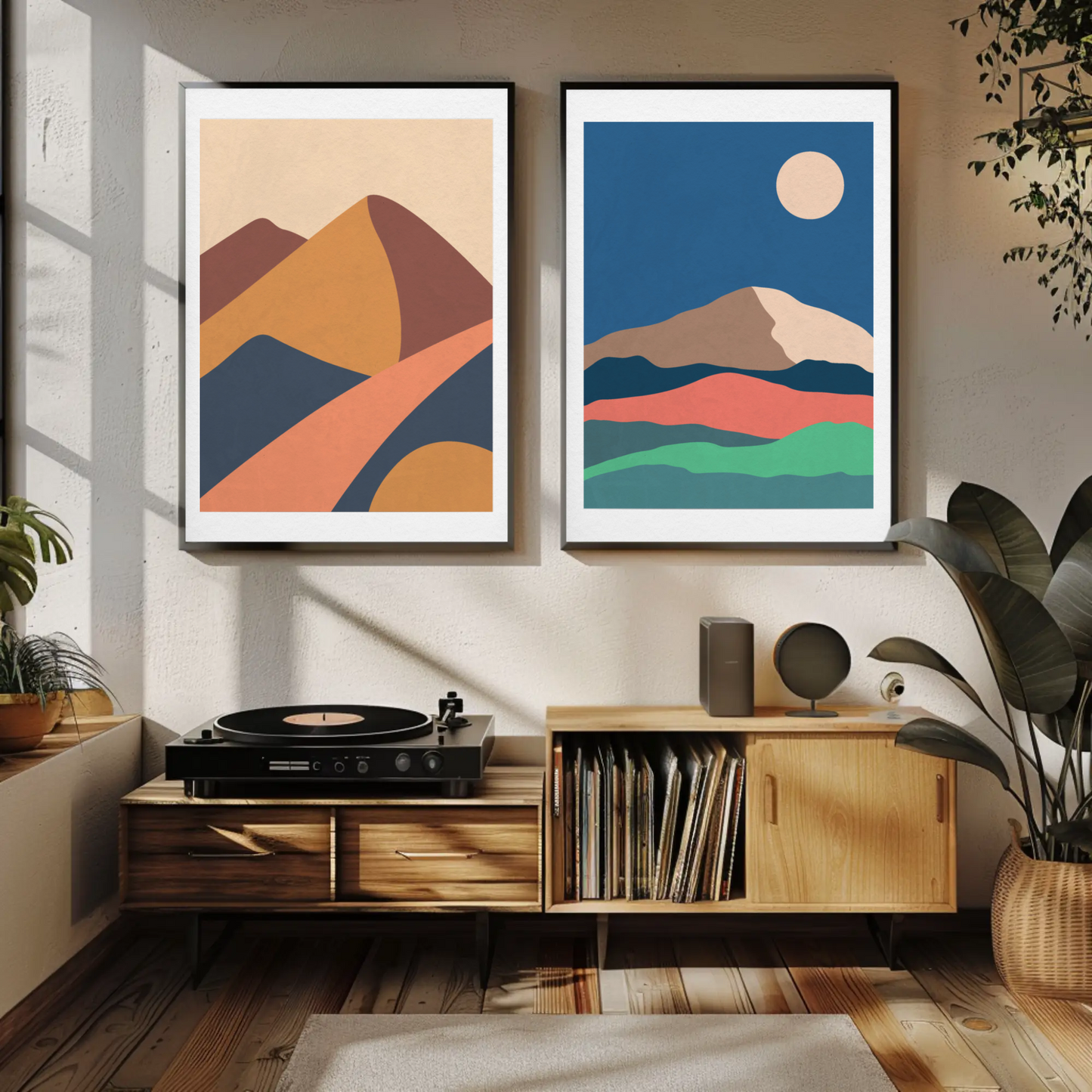 Tranquil Hills and Sky Sunrise Wall Art- Set of 2