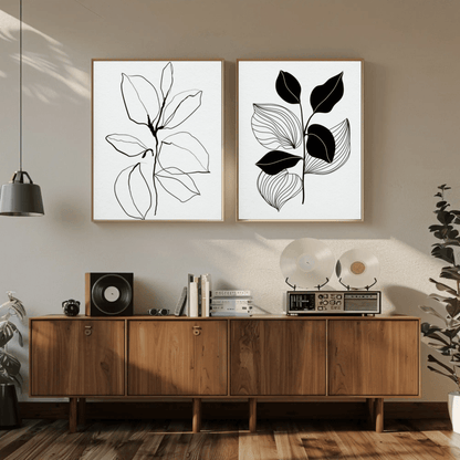 Elegant Blooms Minimalistic Line Art Wall Art- Set of 2