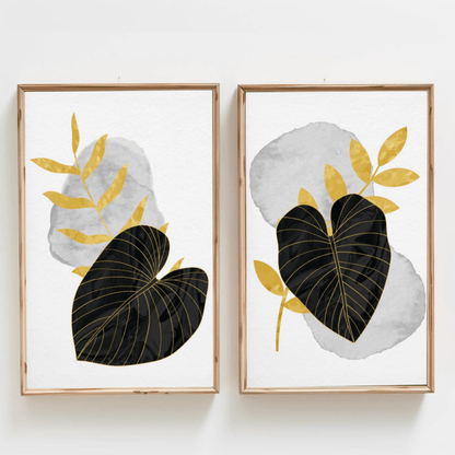 Neutral Tone Leaf Impression Wall Art- Set of 2