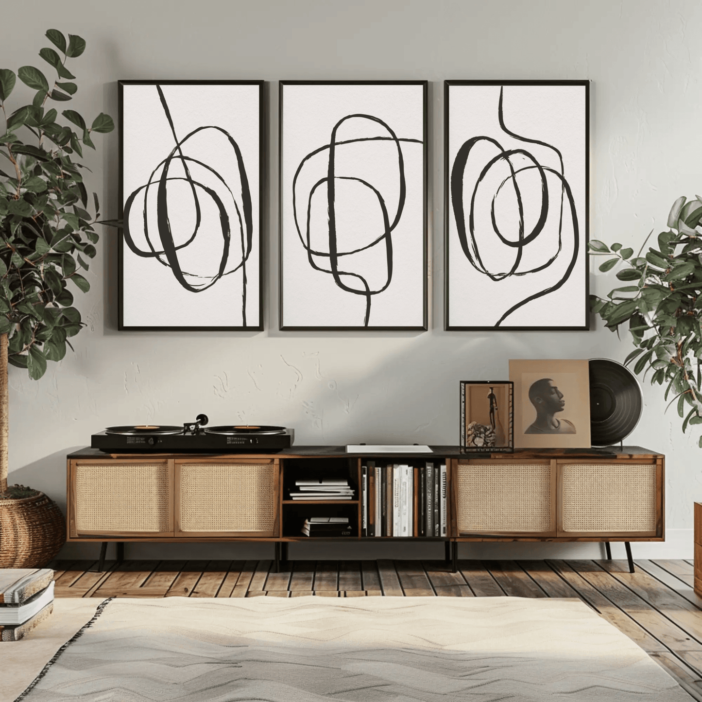 Handgezogenes Linienkunst - Hand Drawn Line Art Abstract Wall Art