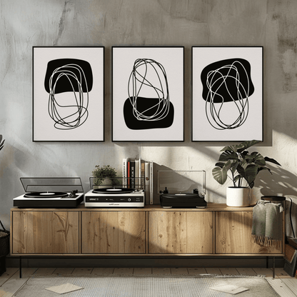 Arte de Lineas - Minimalist Monotone Lines Abstract Wall Art