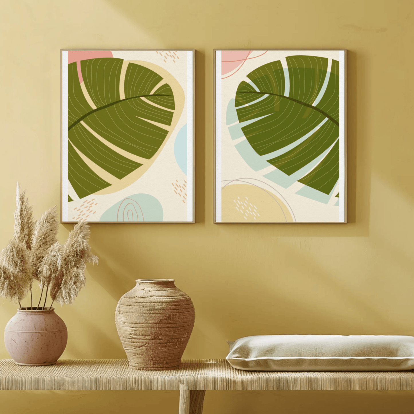 Minimalist Botanical Bliss Wall Art- Set of 2