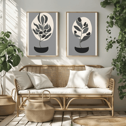 Leafy Delicacy Minimalistic Wall Art- Set of 2