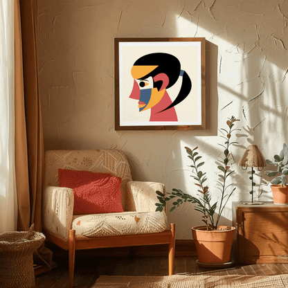 Modern Geometric Faces Wall Art