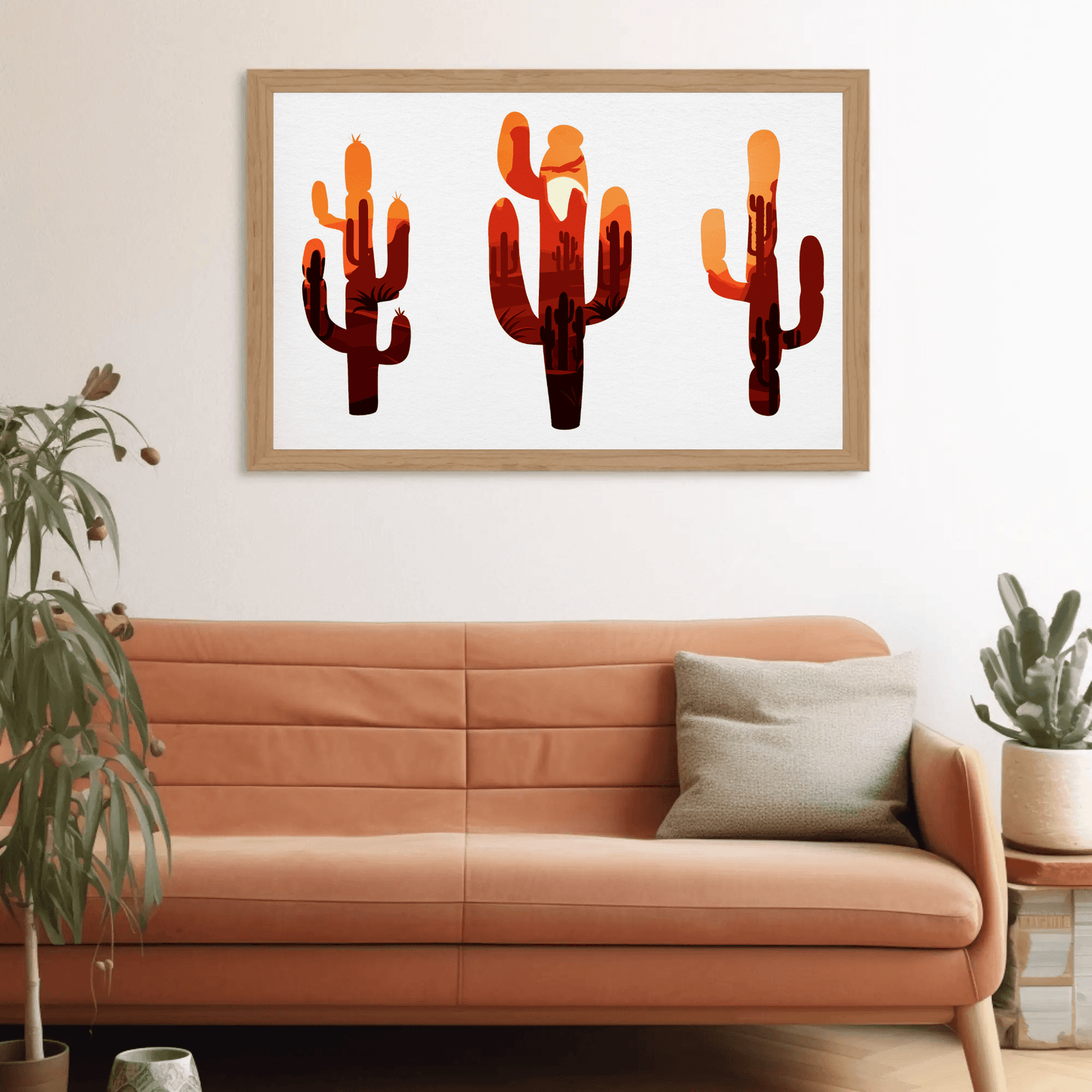 Warm Desert Cactus Sunset Wall Art