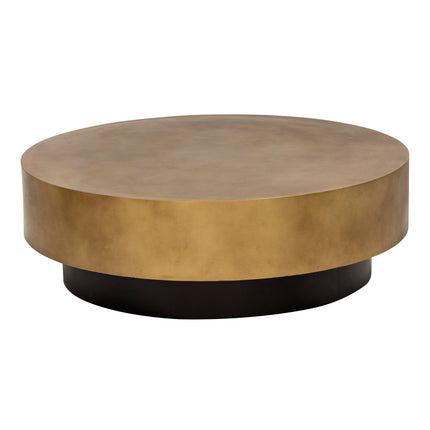 Nelson Coffee Table, Modern Luxury Stainless Steel Brushed Gold and Black Round Center Table for Living Room