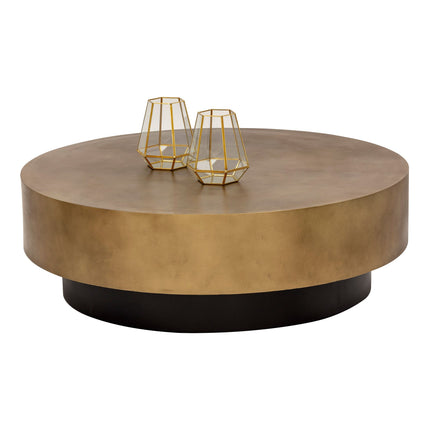 Nelson Coffee Table, Modern Luxury Stainless Steel Brushed Gold and Black Round Center Table for Living Room