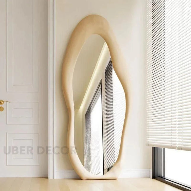 Modern Wavy Edge Full-Length Mirror – Stylish and Unique Home Decor - Uber Decor
