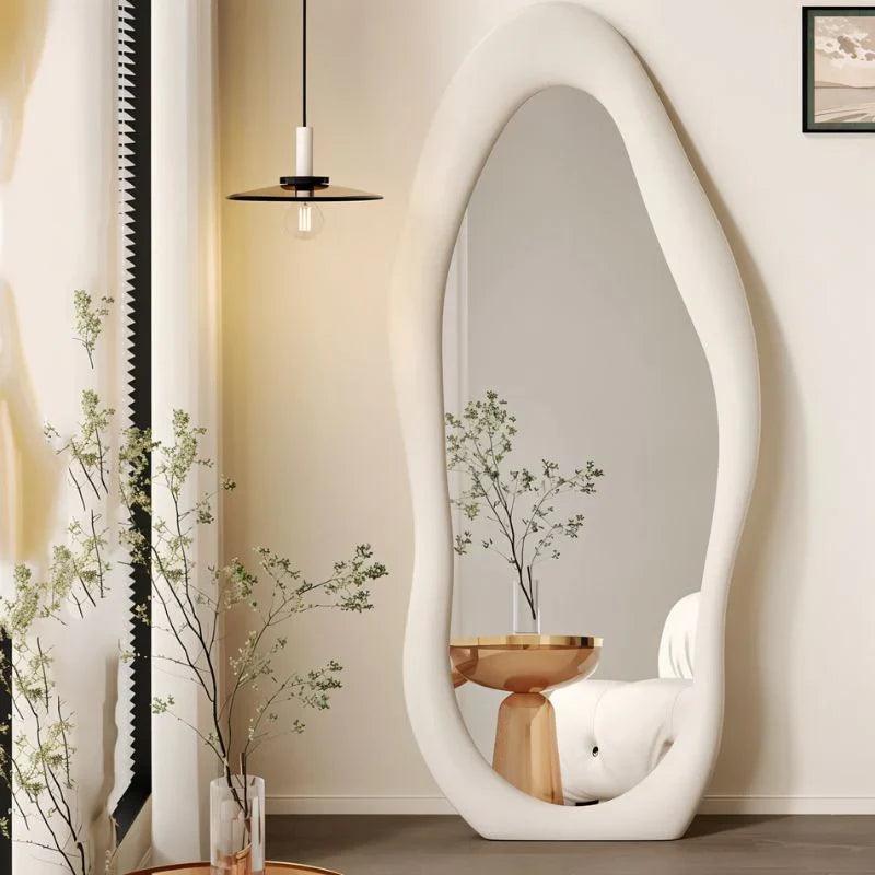 Modern Wavy Edge Full-Length Mirror – Stylish and Unique Home Decor - Uber Decor