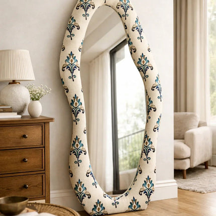 Modern Wavy Edge Full Length Standing Mirror-Large Sized Aesthetic Unique Stylish Mirror for Bedroom