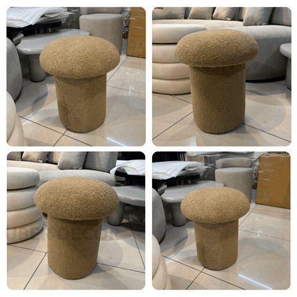 MushLuxe Designer Ottoman | Soft Fleece Bouclé Mushroom Pouffe | Versatile Stool for Home Decor
