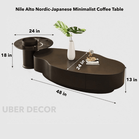 Nile Alto Nordic Japanese Minimalist Standing Side Table Oak Veneer Top Matte Finish Accent for Kitchen Living Room Outdoor - Uber Decor