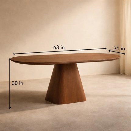 Nordvale Oval Dining Table Mid Century Modern Contemporary Design Sculptural Pedestal Base Ideal for Dining Room